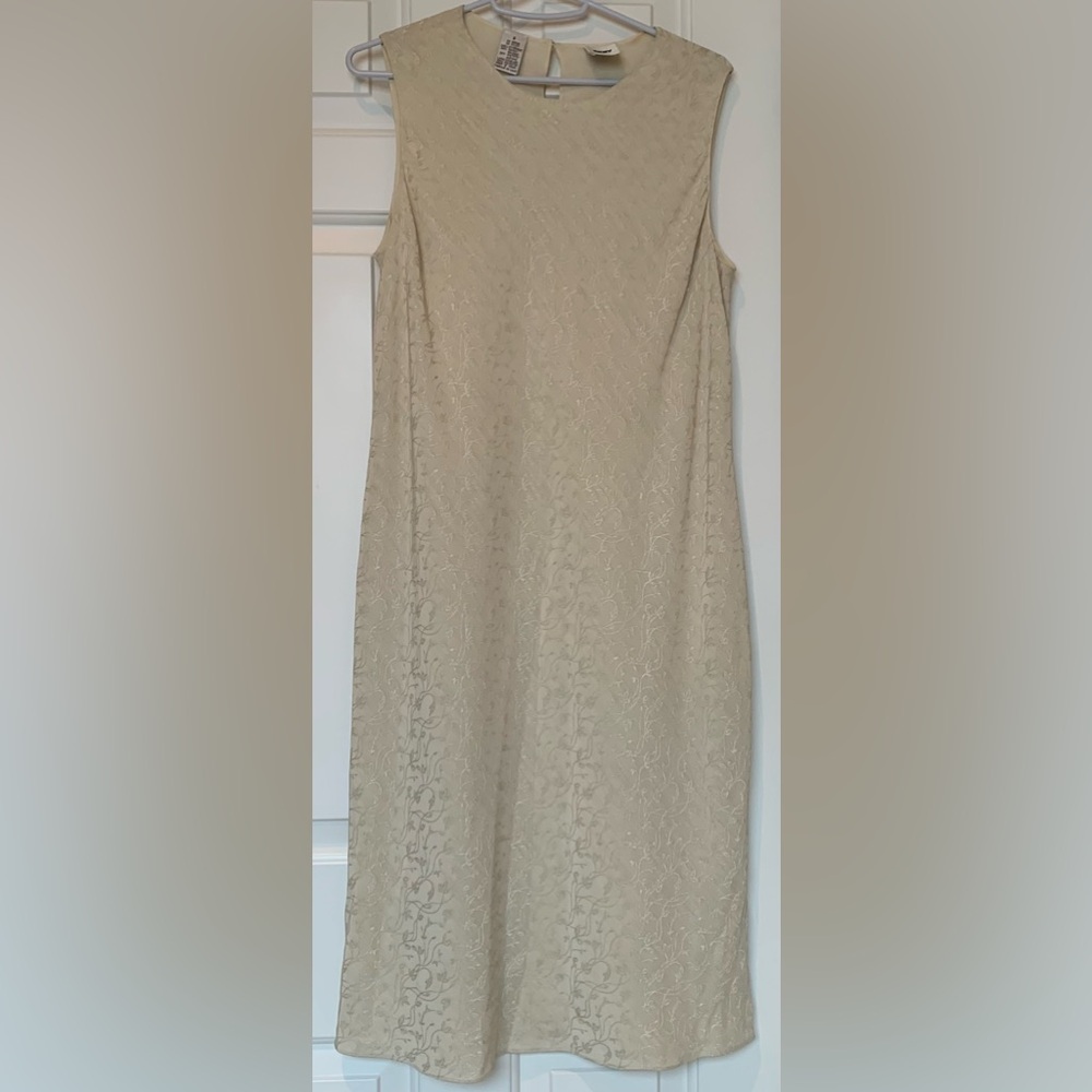 DKNY Ivory sheath dress size 8 Y2K A-line ivy print lined sleeveless